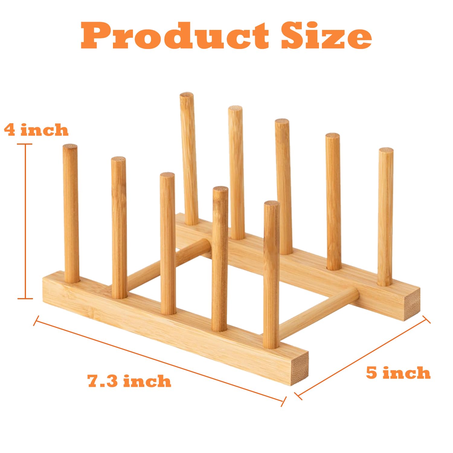Yuixoseu bamboo dish rack side view, sturdy, easy-clean bamboo material.