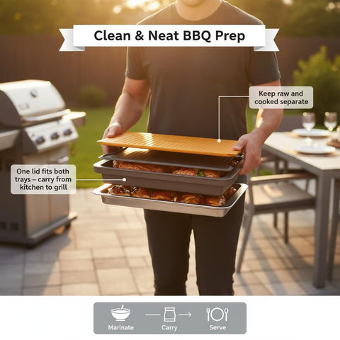 Yukon Glory Prep 'N Serve stainless steel serving tray for cooked foods