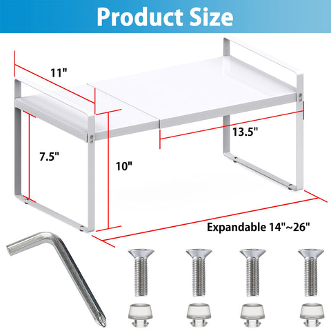Yuleimy expandable shelf assembly diagram highlights easy no-drill setup