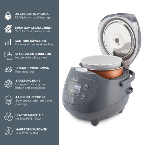 Advanced fuzzy logic control in Yum Asia Panda Mini Rice Cooker for consistent results.