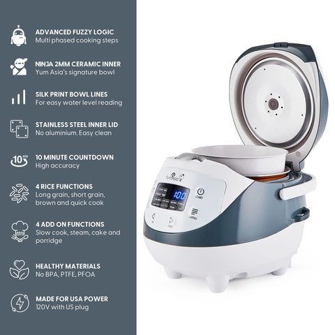 Yum Asia Panda Mini Rice Cooker LED display with clear, precise settings.