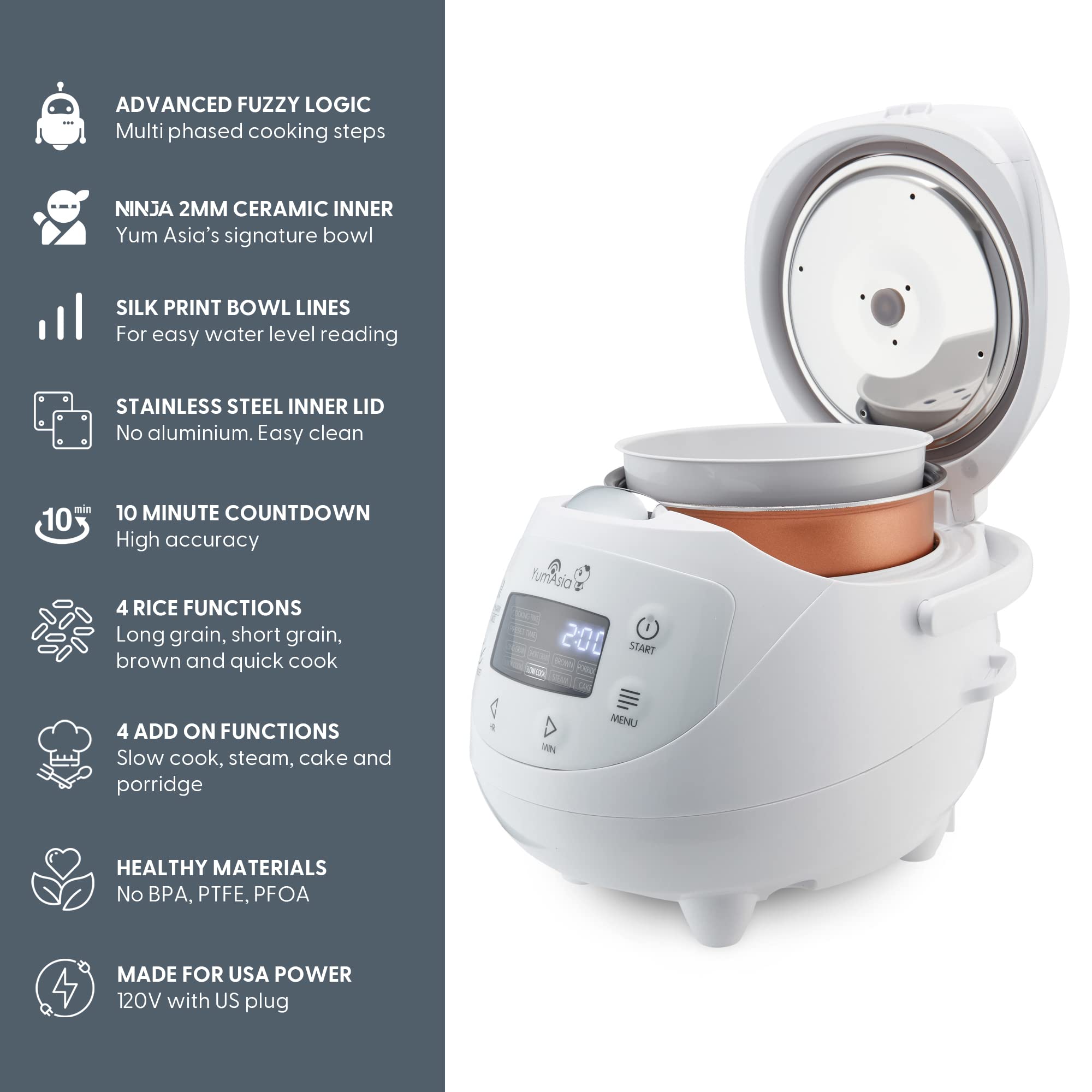 Panda Mini's Ninja ceramic inner bowl close-up showing durable, even heating