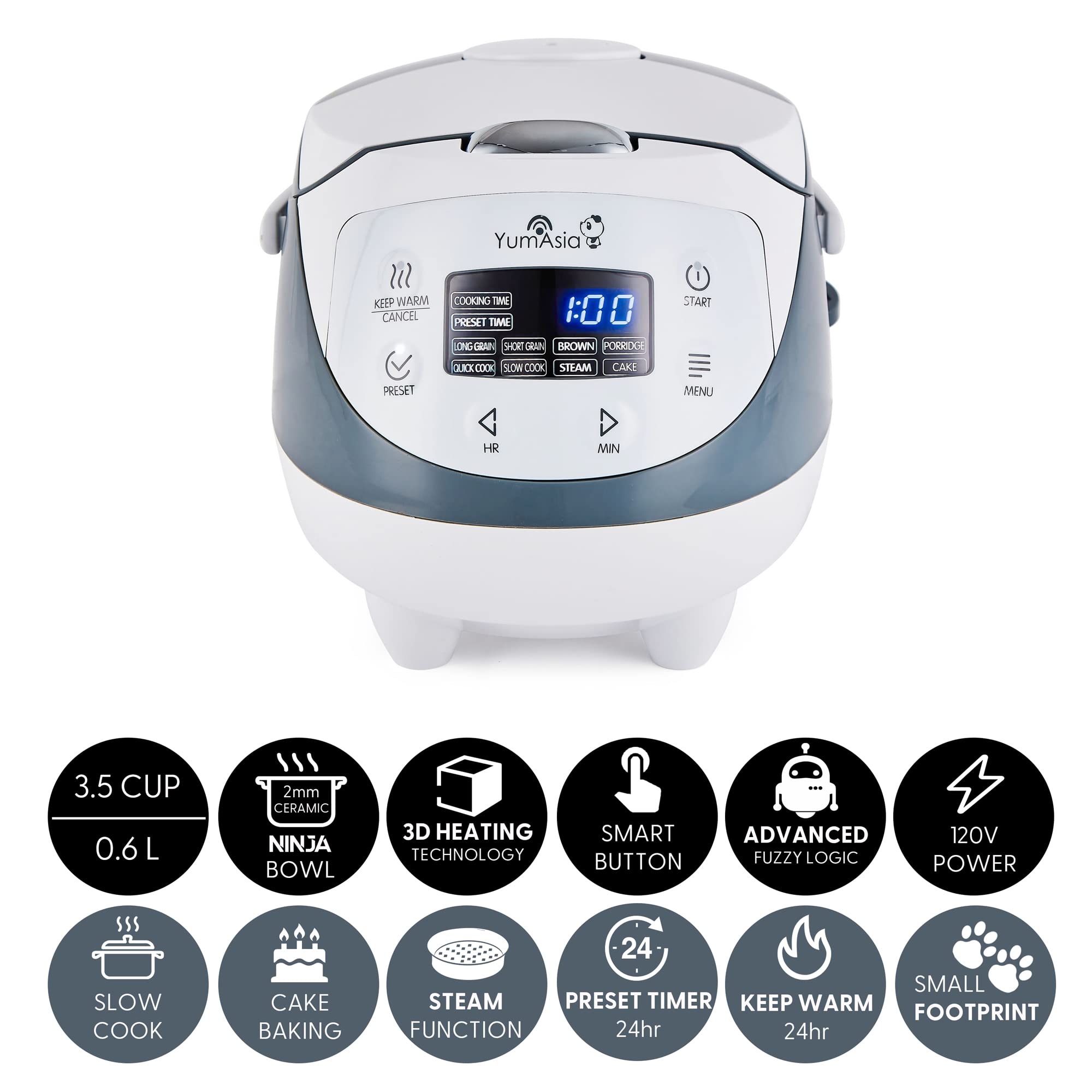 Yum Asia Panda Ninja Ceramic Bowl features even heating for tasty grains.