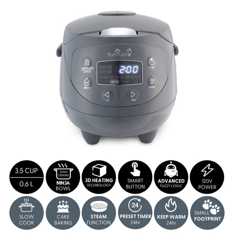 Panda Mini Rice Cooker featuring Ninja ceramic inner bowl for durability and even heating.
