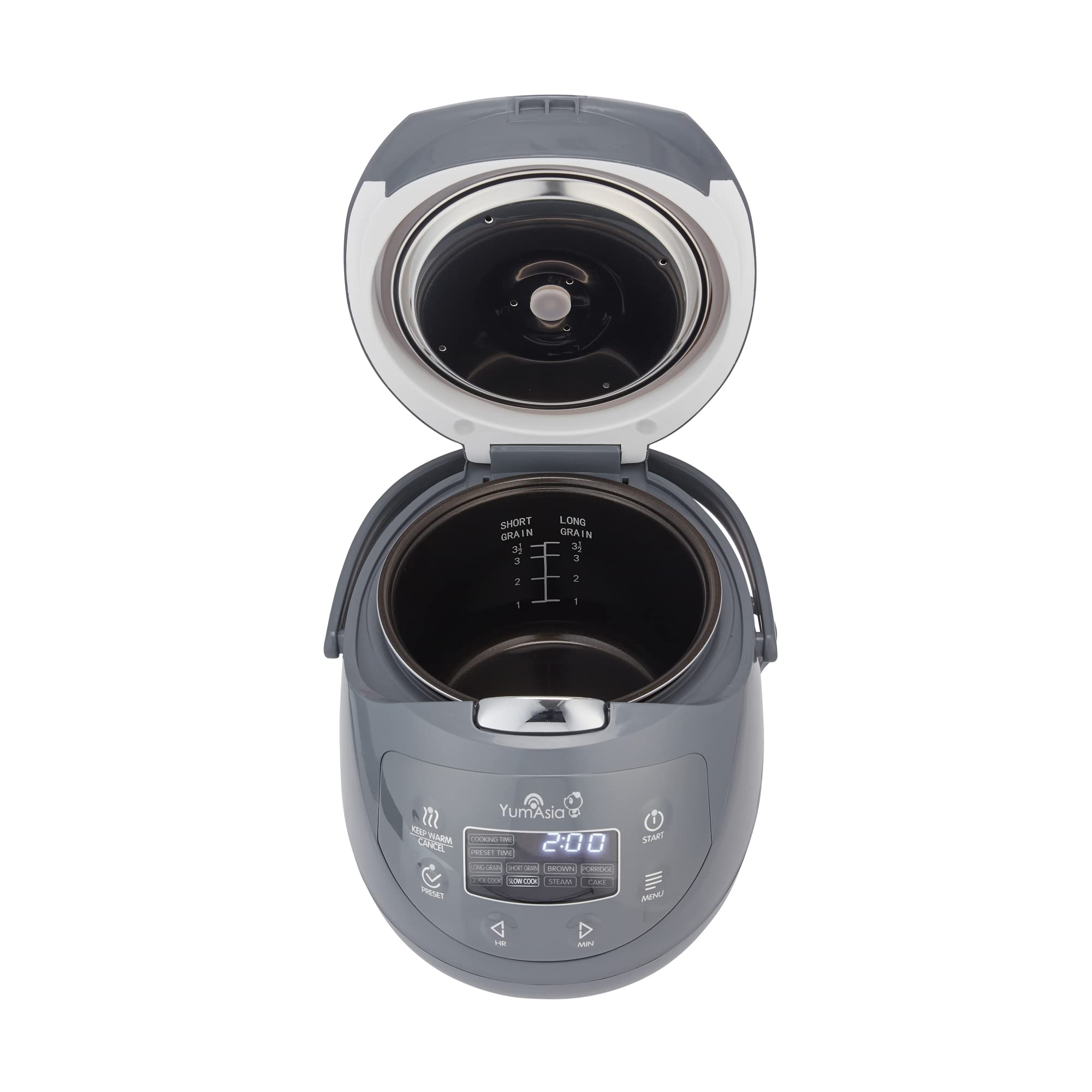 Includes steaming basket for healthy meals with the Panda Mini Rice Cooker.