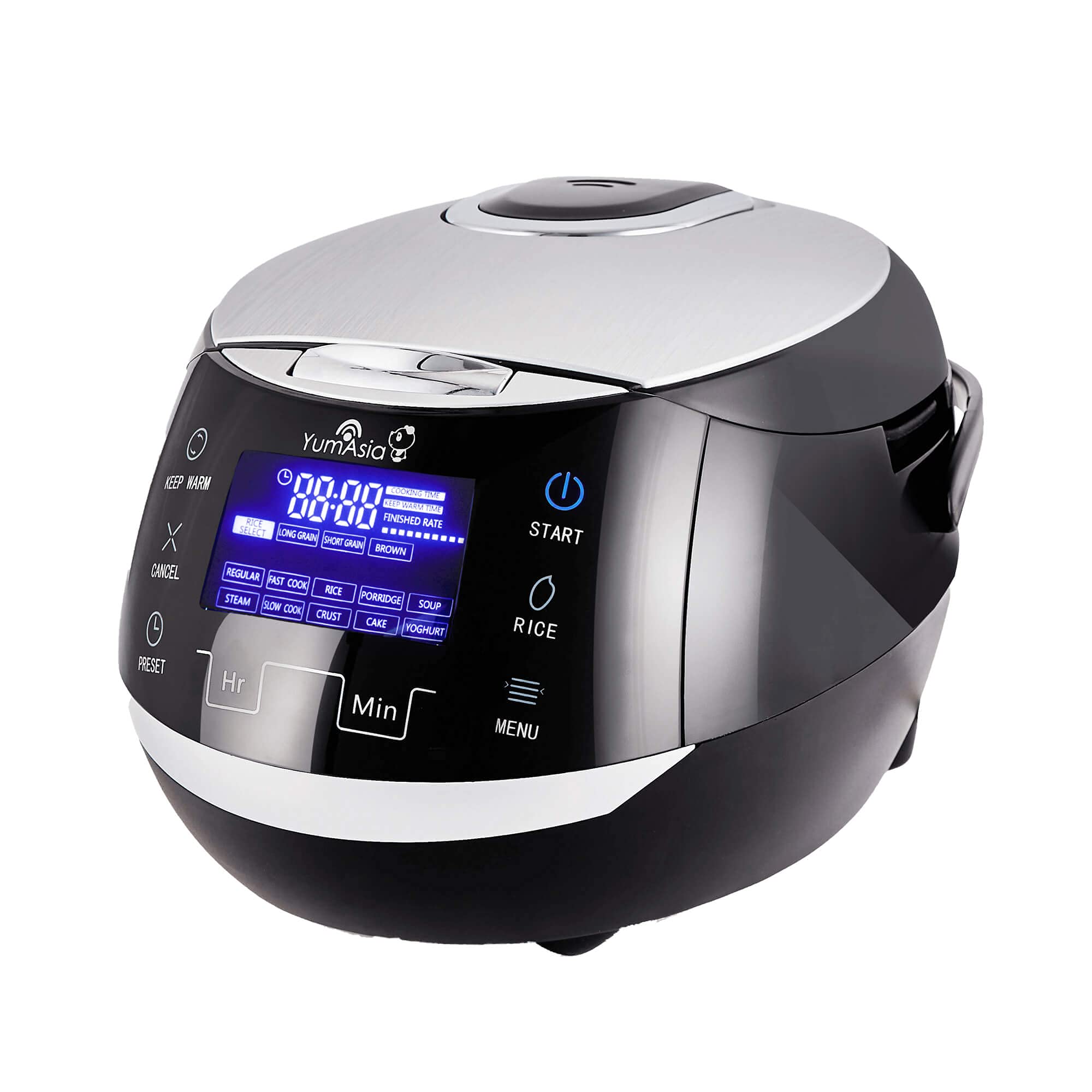 Yum Asia Sakura rice cooker front view with sleek design and intuitive controls.