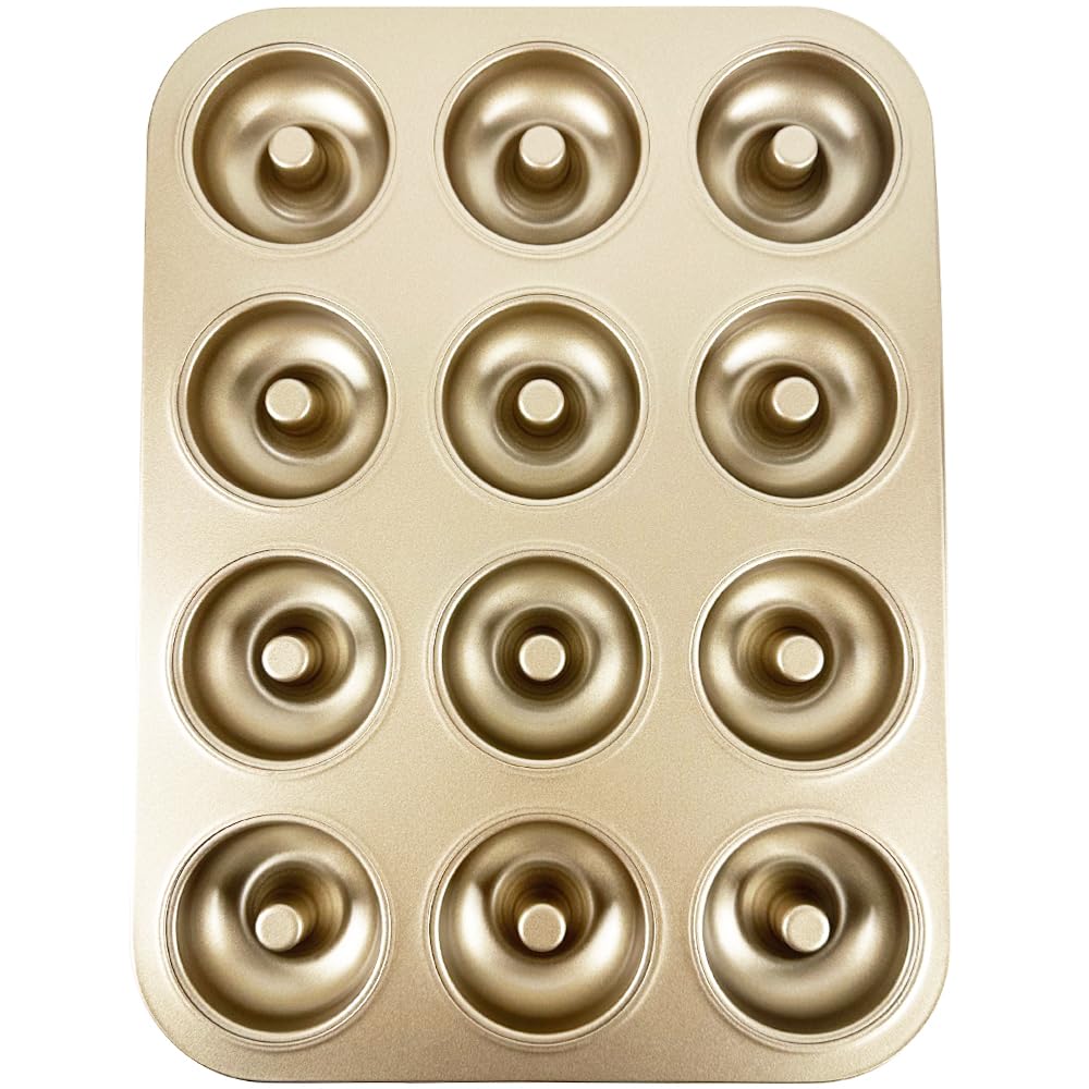 Yumatouch 12-cavity donut pan top view shows even spacing for donuts