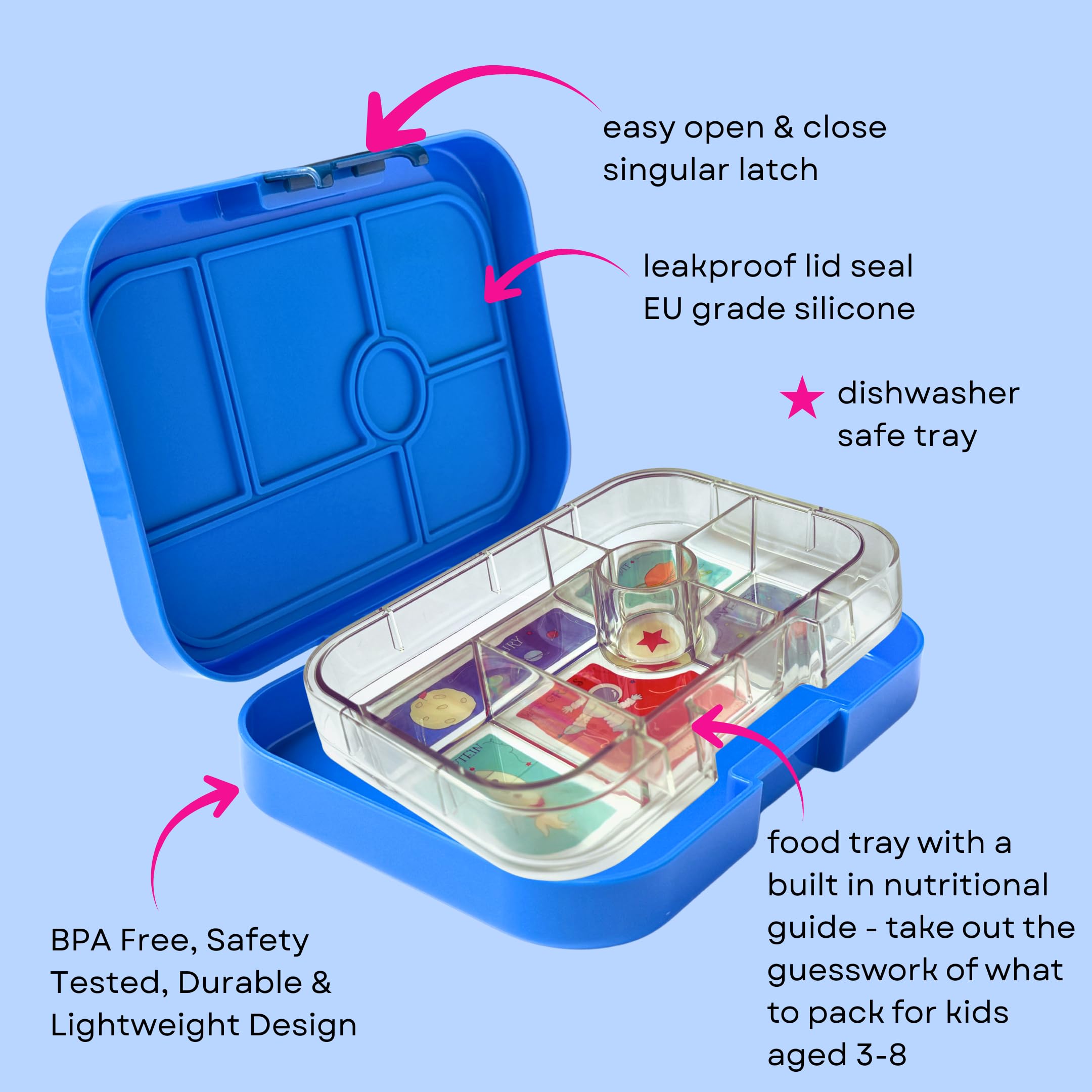 Yumbox Original built-in dip well keeps sauces neatly contained