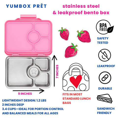 Close-up of leak-resistant seal on Yumbox Prêt, helping keep dips neatly contained.