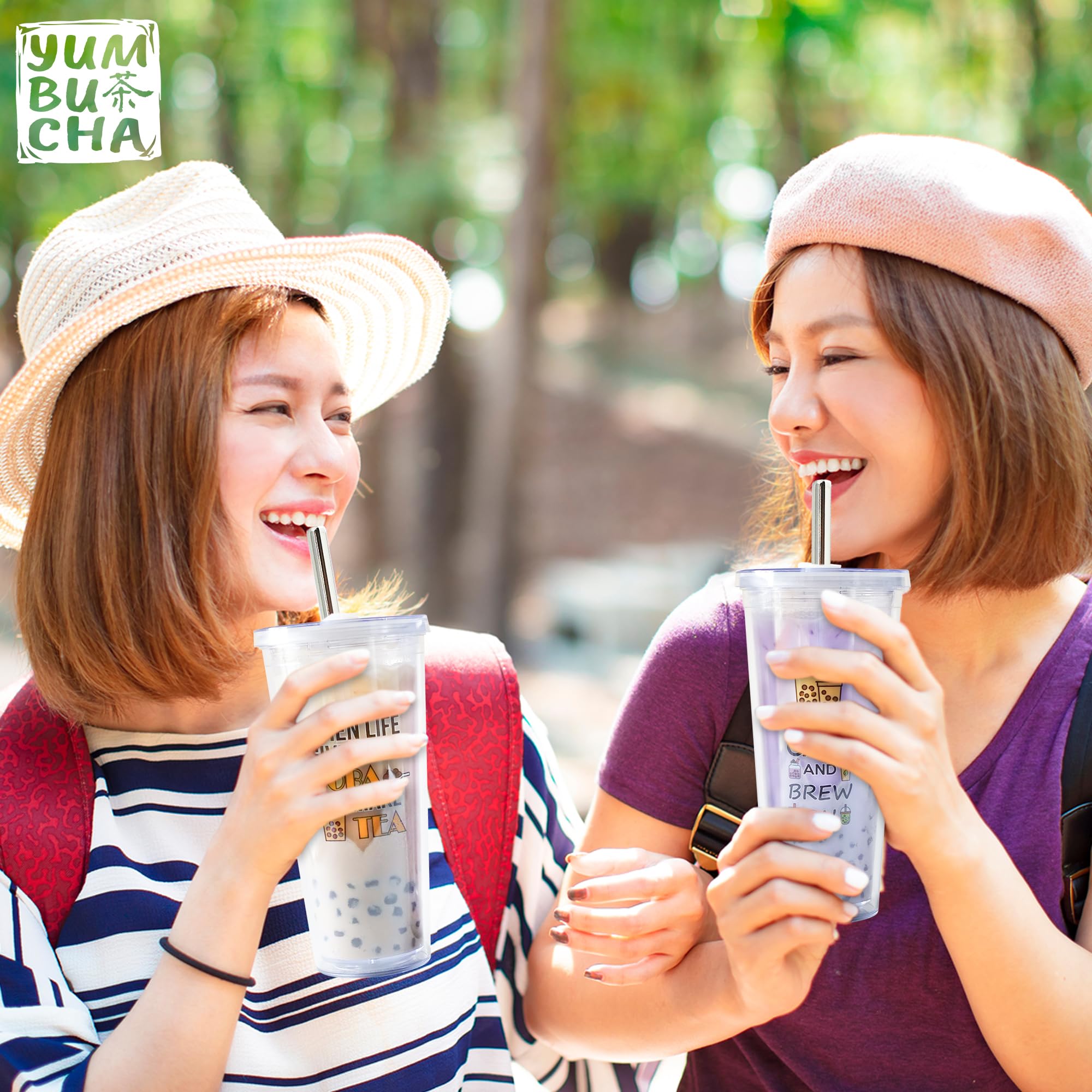 Yumbucha travel cup wrap sleeve protects cups during commutes.