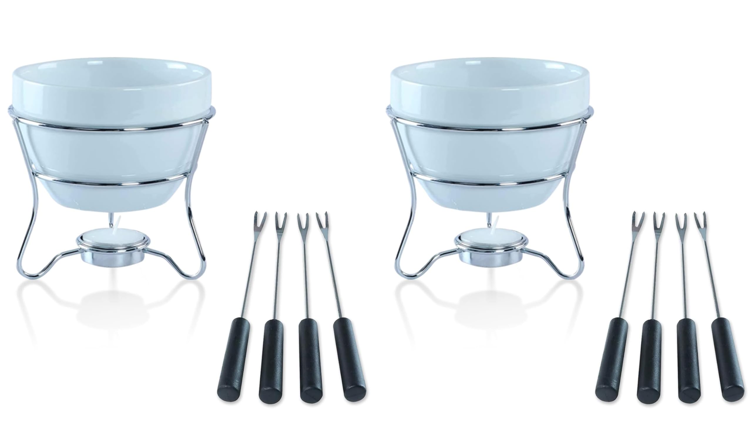 Yumchikel fondue pot with bowl and stand, even heat ensures smooth melting.