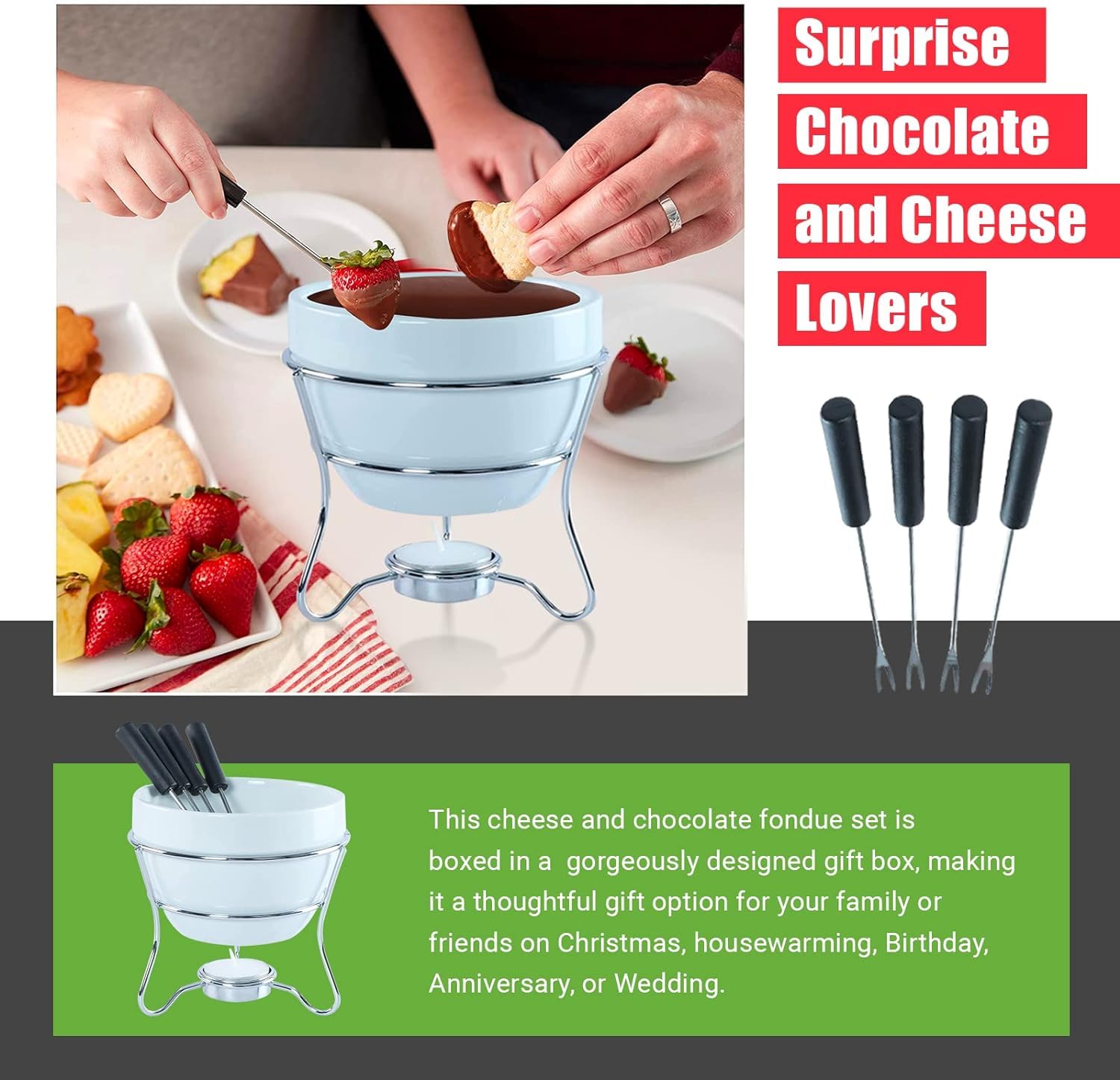 Yumchikel multipurpose fondue set, a thoughtful gift for cheese lovers.