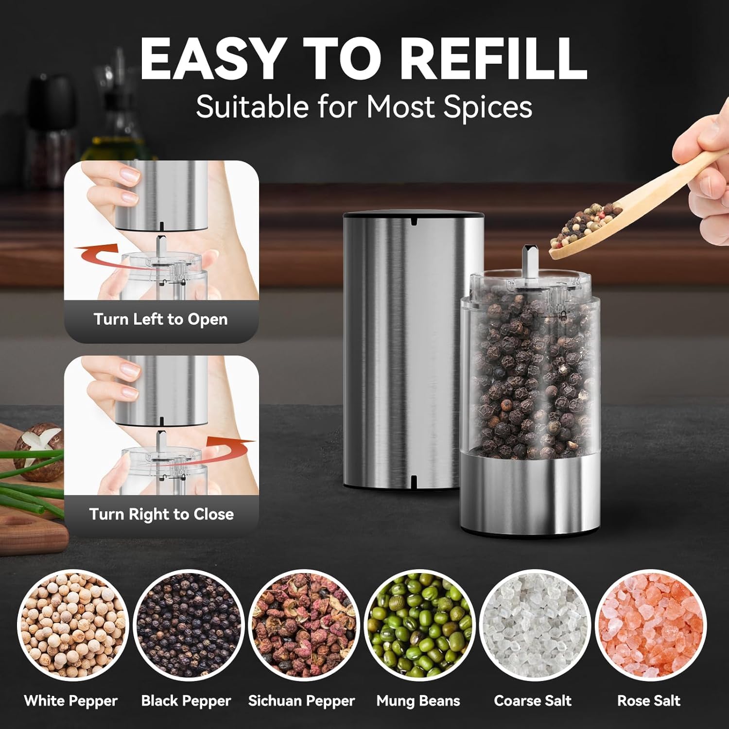 Yumcian grinder LED light in action for accurate sprinkling