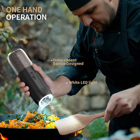 Yumcook gravity grinder adjustable coarseness for salt, pepper, or seasonings