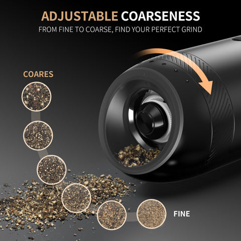 Yumcook gravity grinder set in use demonstrating one-handed operation convenience