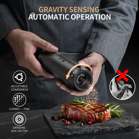 Yumcook gravity grinder set charging via Type-C for fast kitchen power