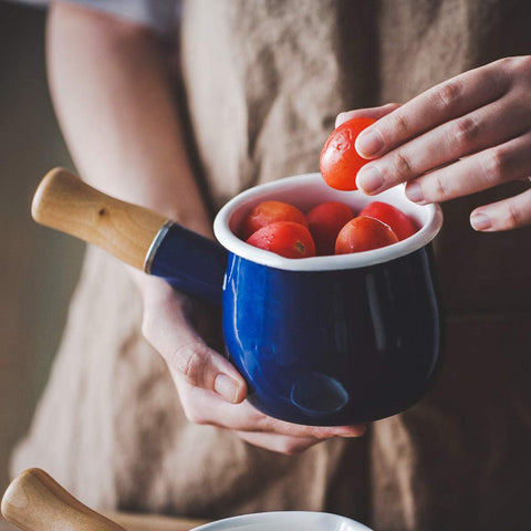 YumCute Home enamel milk pot with easy-clean finish for simple upkeep.