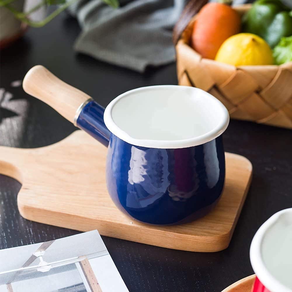 YumCute Home enamel milk pot with induction-compatible base for versatile cooking.