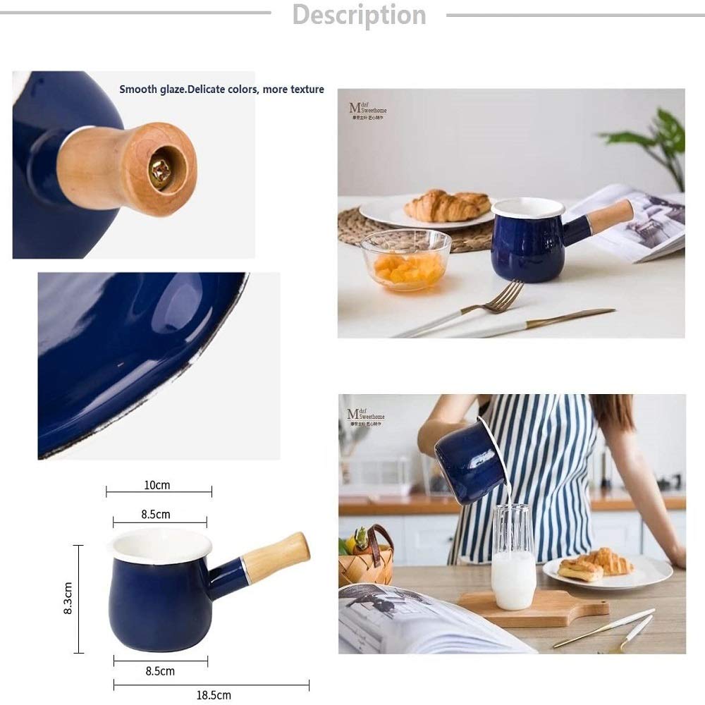 YumCute Home enamel milk pot wide bottom provides extra space for small portions.