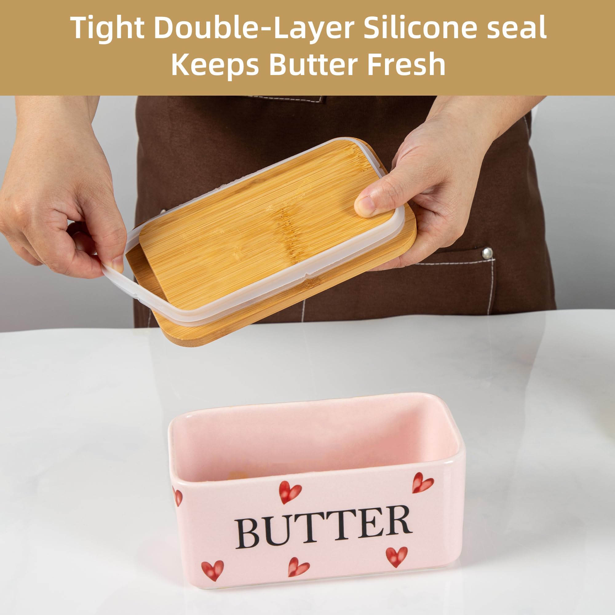 YumiPLUS airtight lid keeps butter fresh and ready to spread.