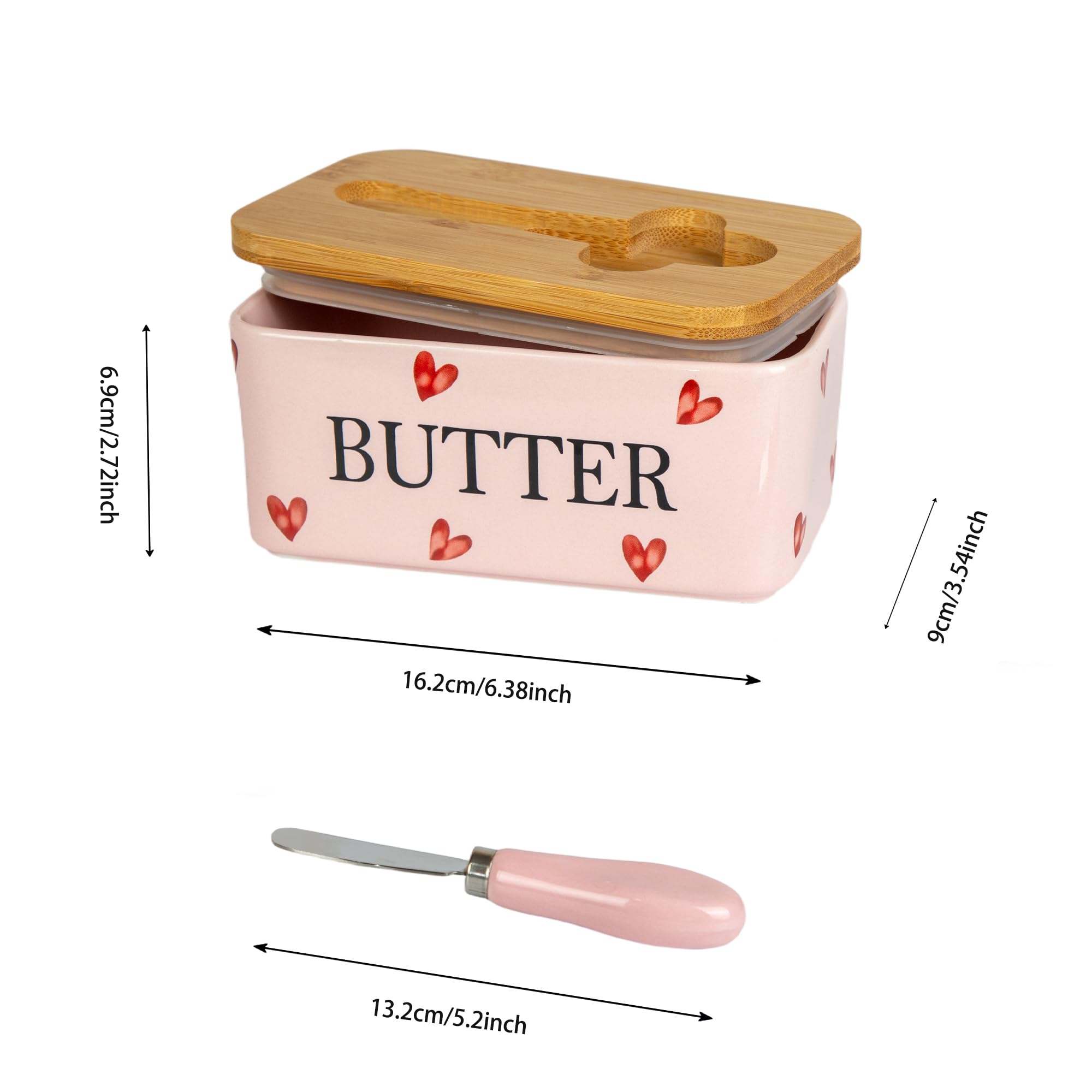 YumiPLUS bamboo lid and knife set for neat butter slicing.