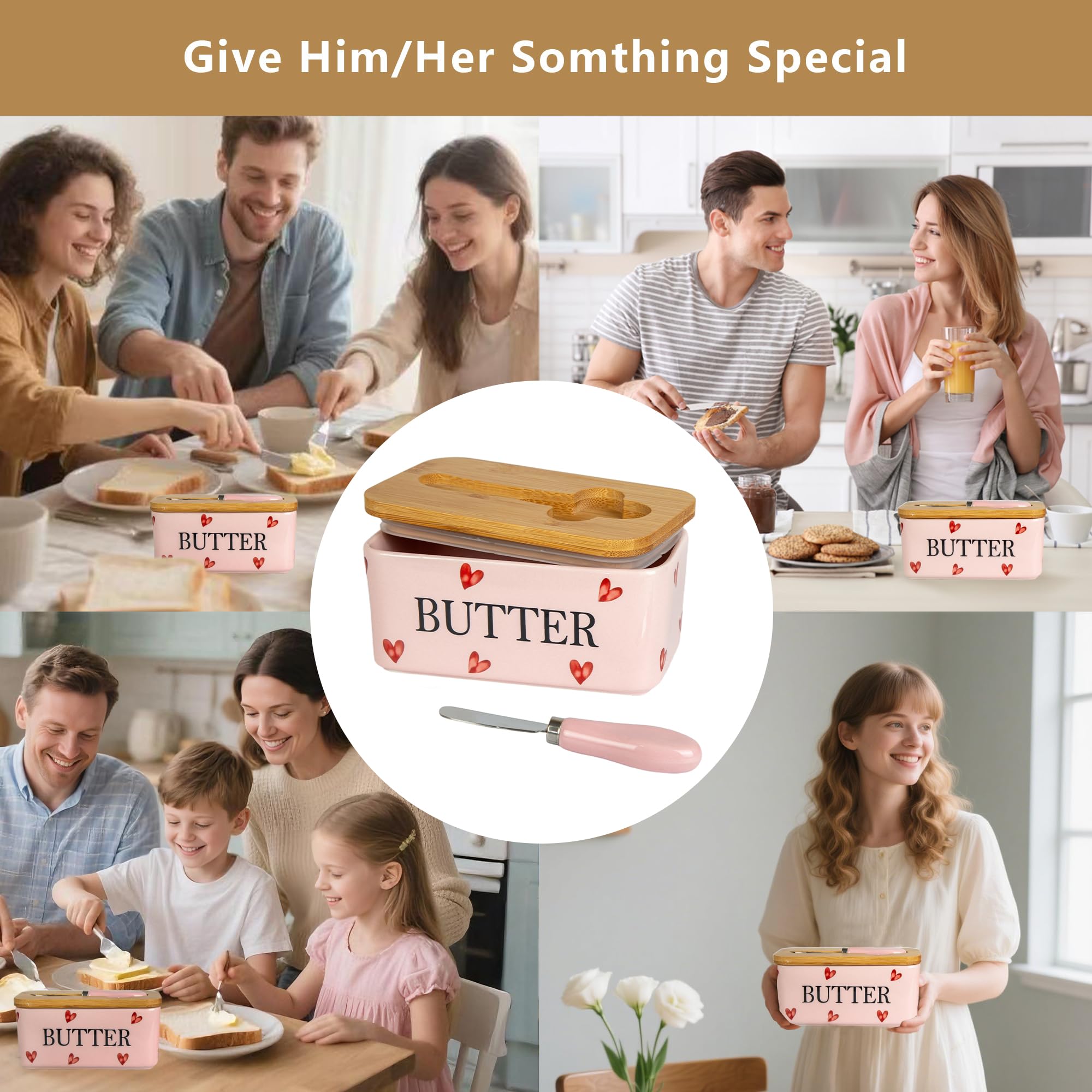YumiPLUS butter dish on countertop adds charming kitchen decor.