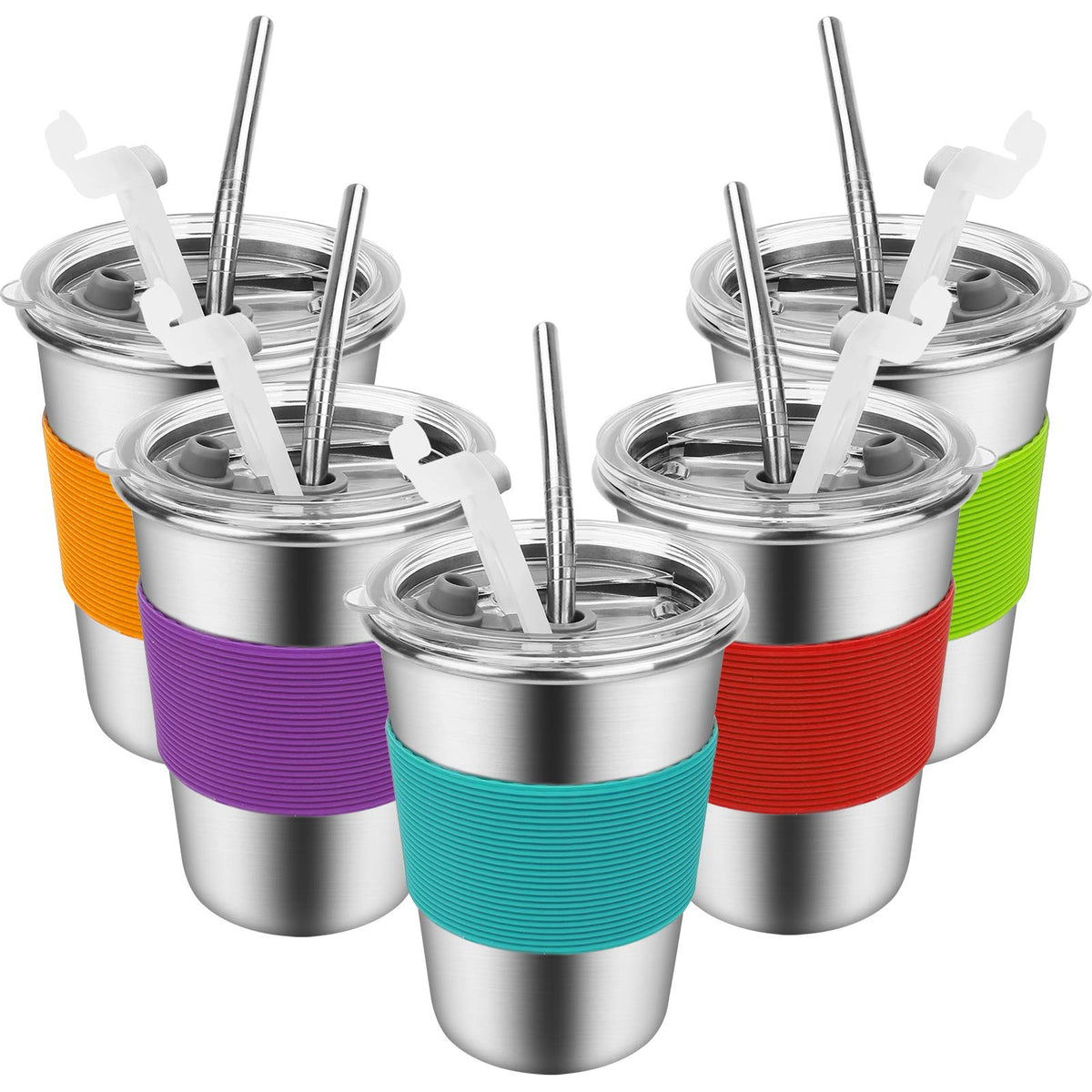 Yummy Sam 12oz stainless steel cup with straw and lid, durable for everyday use