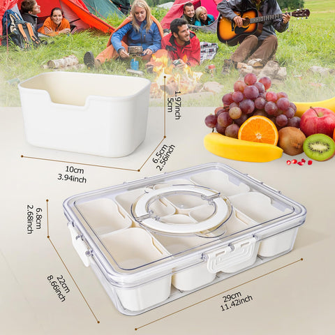 YUMUN Snackle Box on the beach showing its portable handle for easy transport