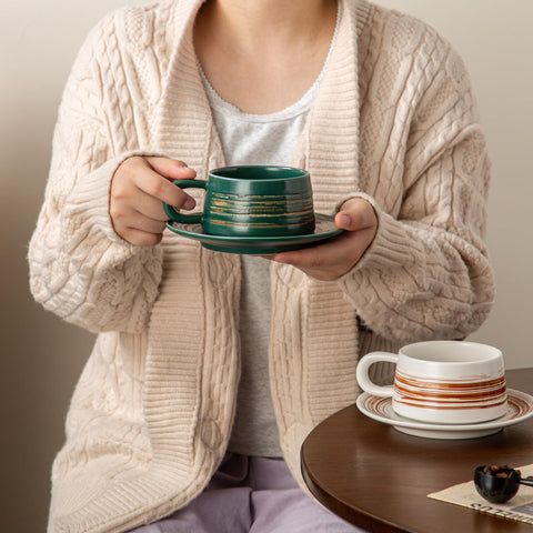 YUN TAO microwave-safe and top-rack dishwasher-safe cups and saucers