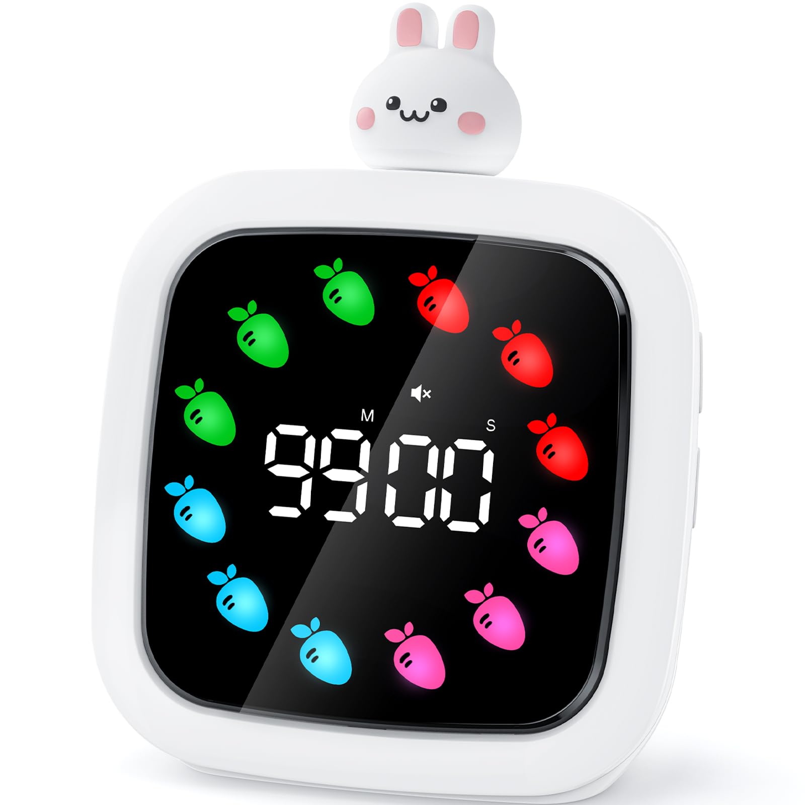 Yunbaoit Rabbit timer visual indicator uses color blocks to show time at a glance.