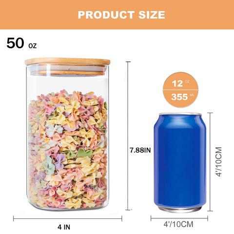 YUNCANG 50oz jar shows contents at a glance with airtight seal.