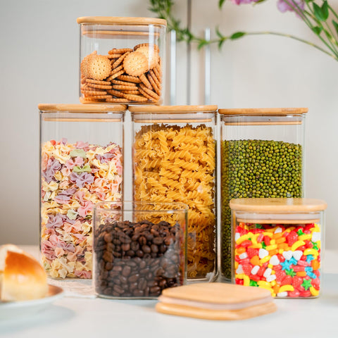 Bamboo-lid canister from YUNCANG supports plastic-free, organized kitchen storage.