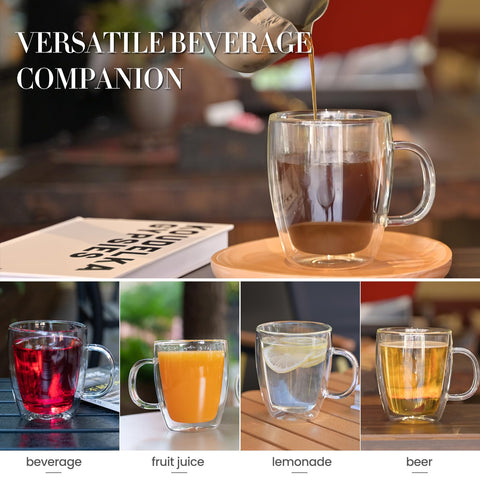 YUNCANG dishwasher-safe glass mug exterior view highlights easy cleaning and lasting clarity