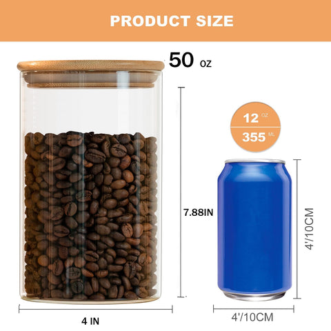 YUNCANG 50oz clear glass jar shows contents at a glance