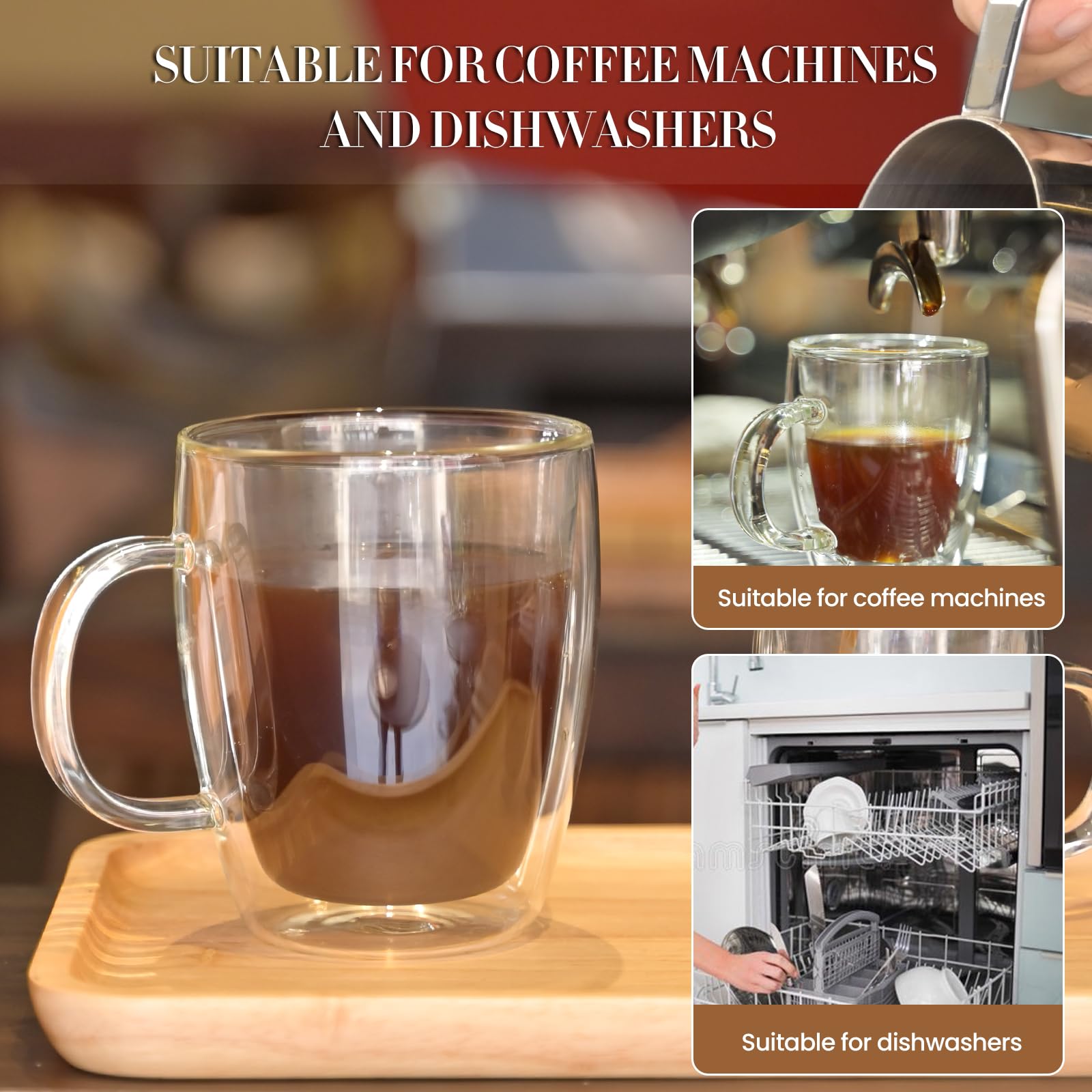 YUNCANG clear-glass mug ideal for tea or latte aroma in everyday use