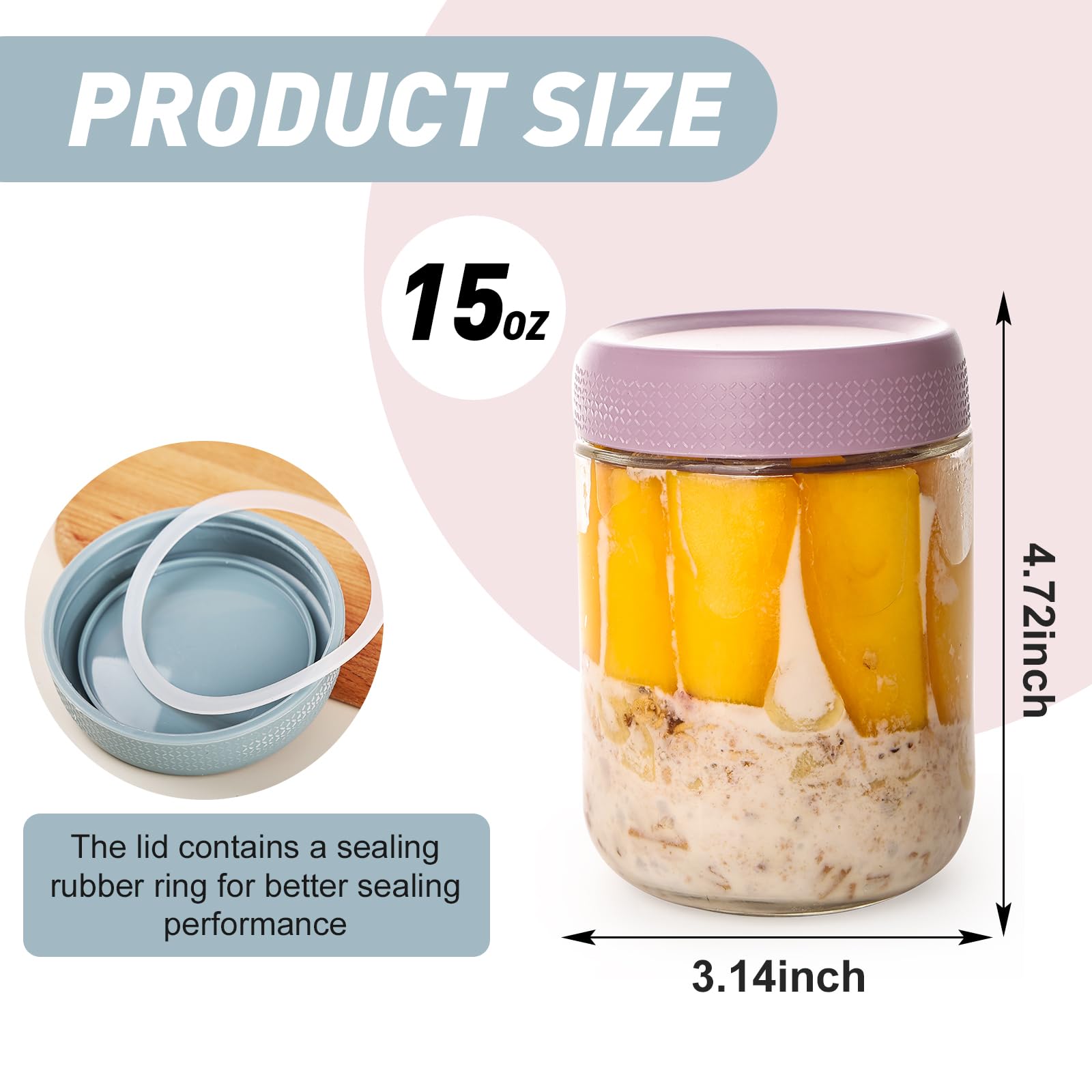YUNCANG versatile storage solution for oats, yogurt, snacks, spices, and sugar.