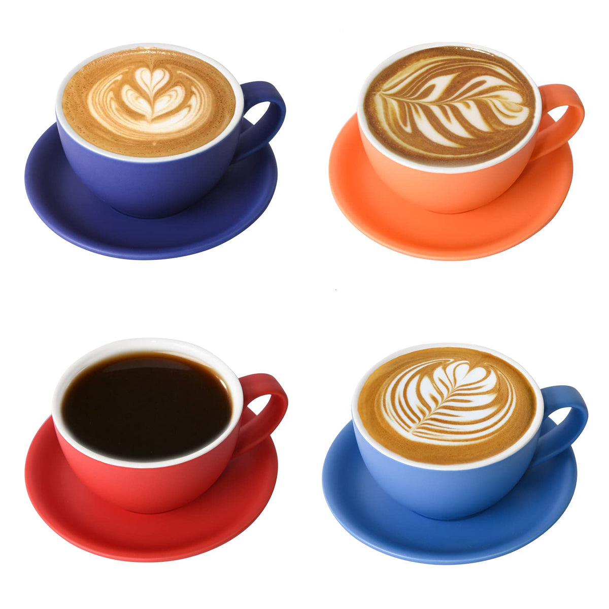 Yundu latte cup with blue matte finish for cappuccino
