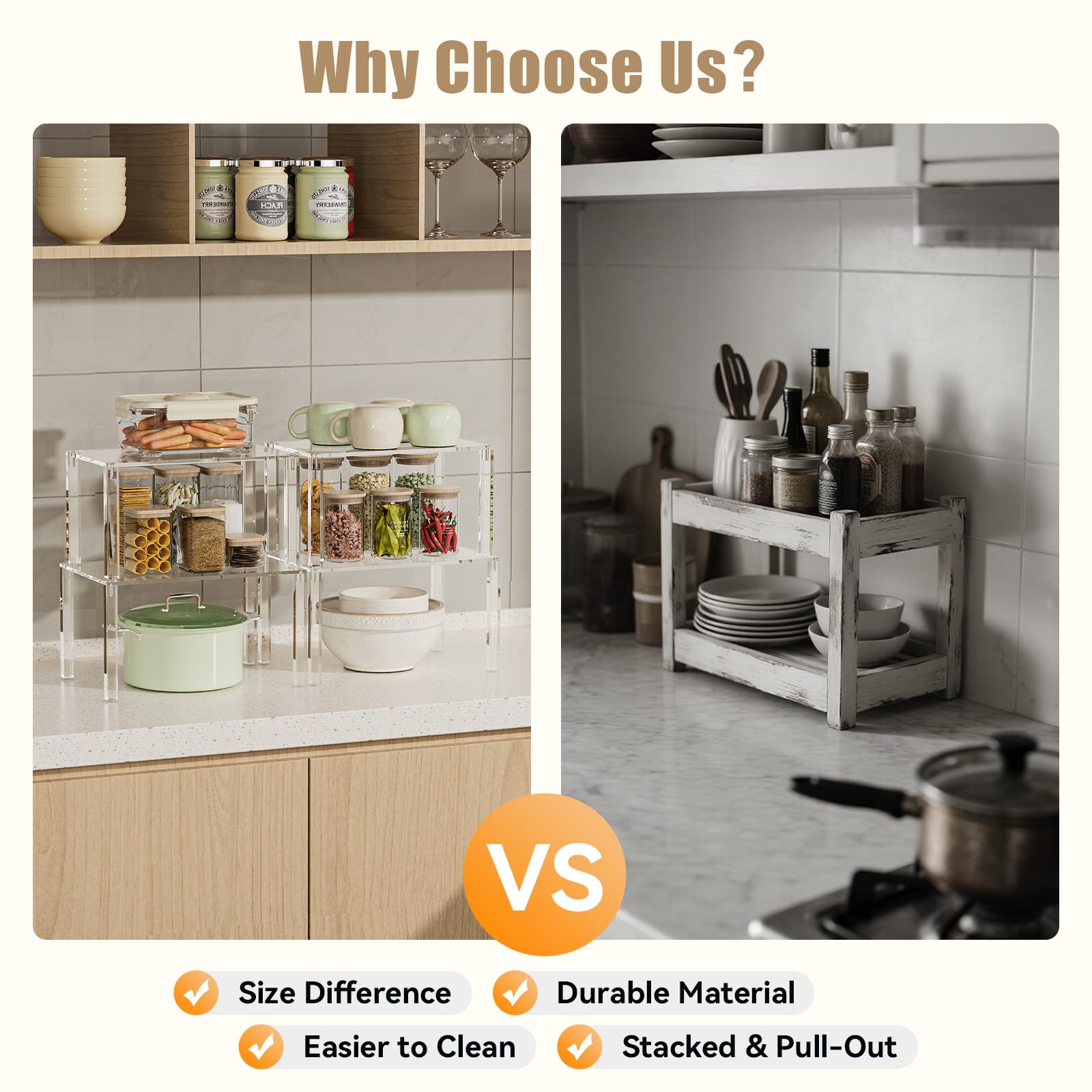 YUNEASELF large and small shelves enable multiple configurations for stacks or nests.
