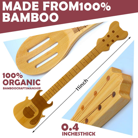 Yungyan wooden spoon with guitar design, comfortable grip for everyday meals