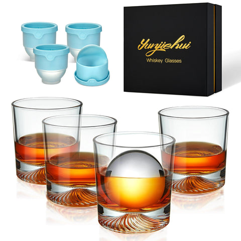 Yunjiehui old-fashioned whiskey glasses, 4-pack, 9.5 oz, ideal for savoring rich bourbons.