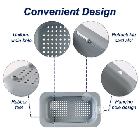 YUNKWONG rust-resistant, dishwasher-safe colander in gray for easy cleanup.