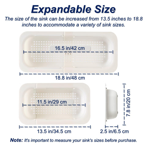 YUNKWONG extendable sink colander retracted beside sink saves counter space