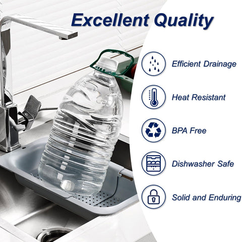 YUNKWONG extendable colander fits sinks from 13.5 to 18.8 inches.