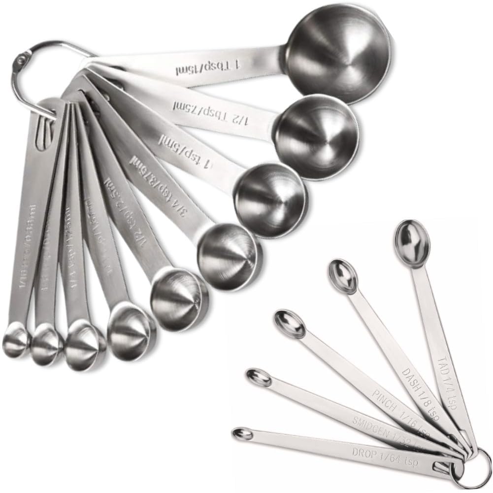 YUNNKEEY measuring spoons set with engraved measurements for precise dosing
