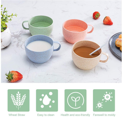 Yunqing green wheat straw cups, stackable and easy to store.
