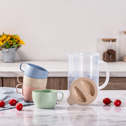 Yunqing pink wheat straw cups, colorful and safe for meals.