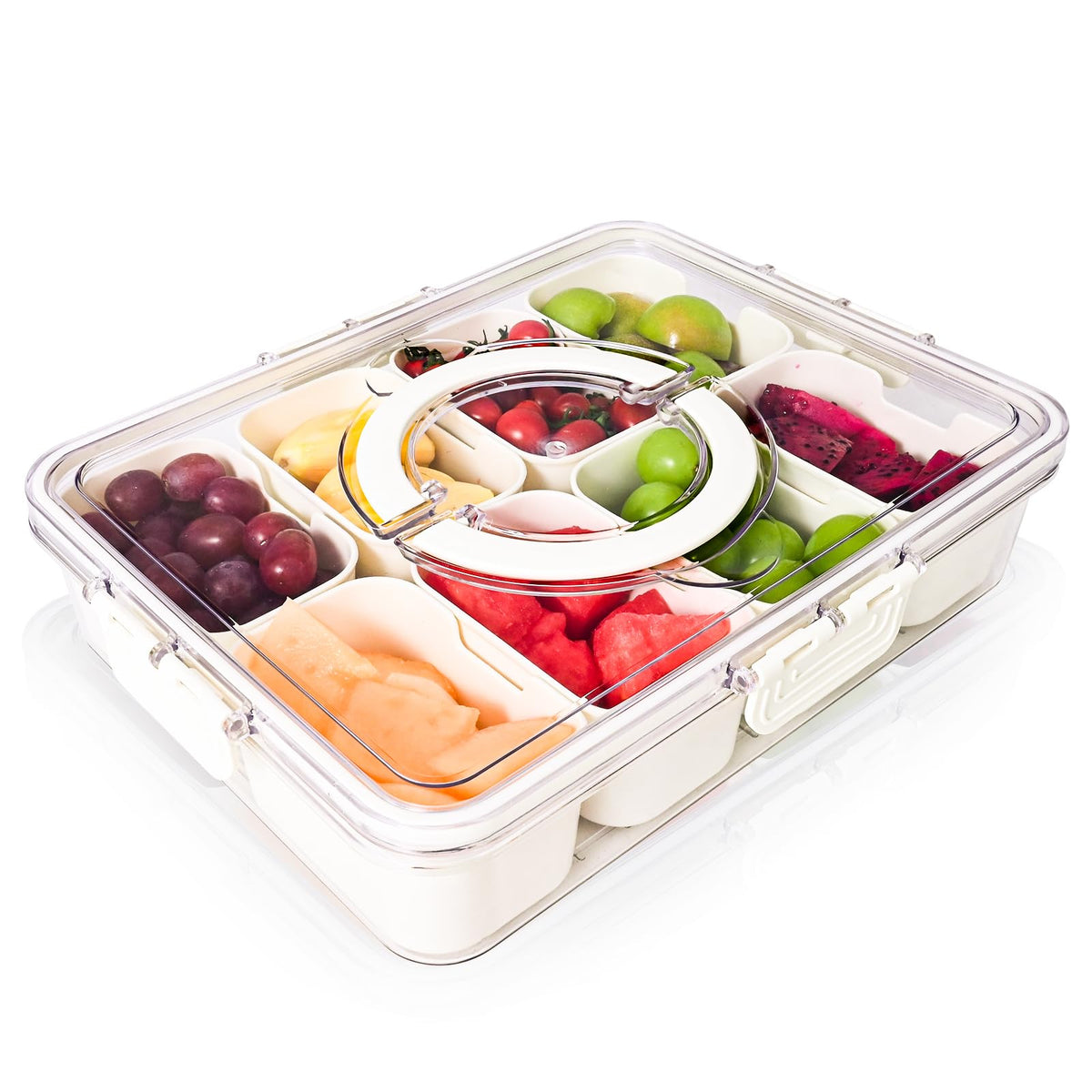 YUMUN Snackle Box Container with clear lid and eight compartments for organized snacks