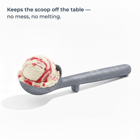 Yuriya scoop features elevated head for cleaner, neater servings between scoops.