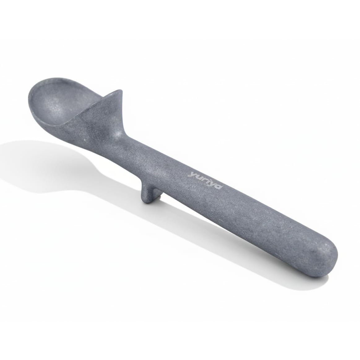 Yuriya aluminum ice cream scoop with ergonomic one-piece design for easy serving.
