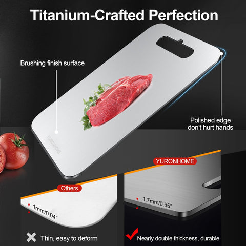 YuronHome titanium cutting board is dishwasher-safe for easy cleanup.